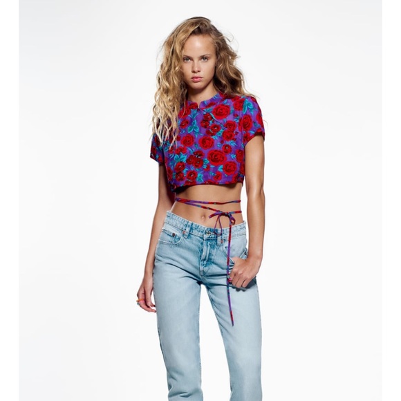 Zara BLOGGERS FAV PRINTED CROP TOP - Picture 10 of 13
